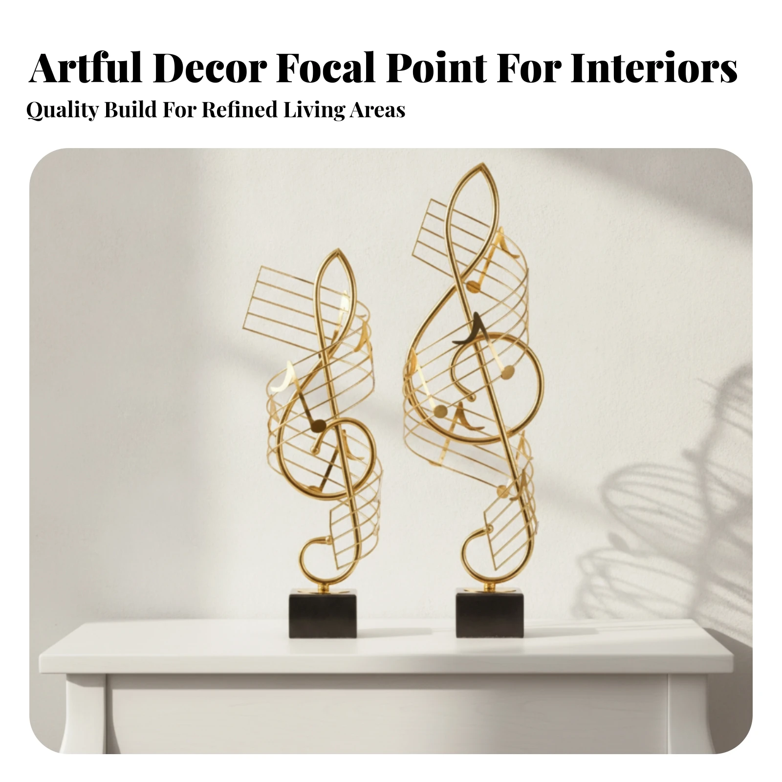 Music Note Sculpture Artistic Musical Note Sculpture Musical Staff Decor Decorative Centerpiece Golden for Living Room, Office