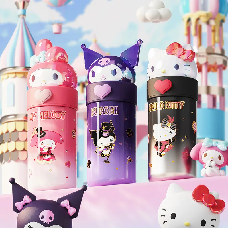 Sanrio Hello Kitty Children Drinking Cup Anime Kawaii Kuromi Girls Students Stainless Steel Insulated Cup School Drinking Bottle