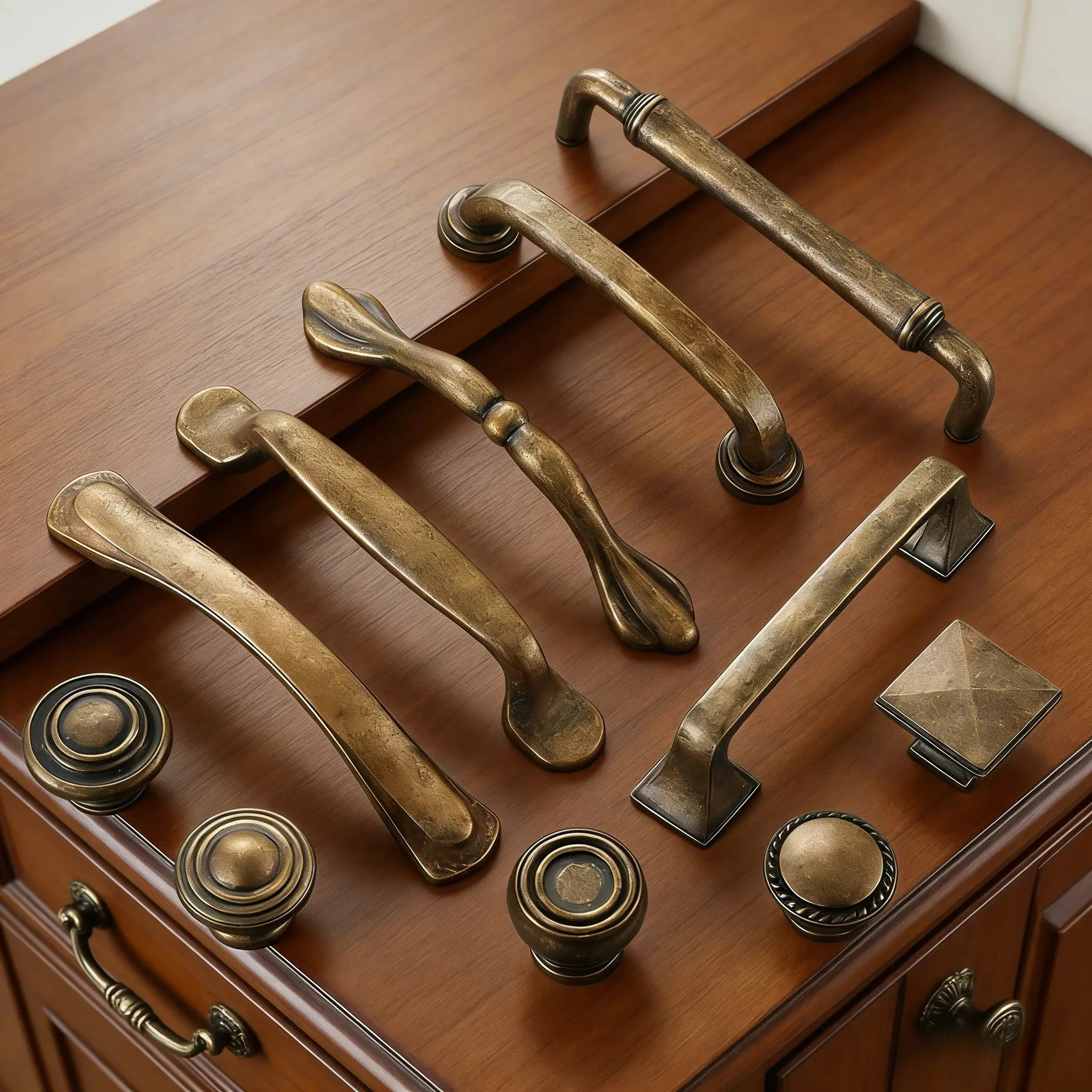 Vintage Wardrobe Door Handle Antique Bronze Cabinet Pull Single-Hole Drawer Knob Drawer Handle Furniture Hardware Accessories