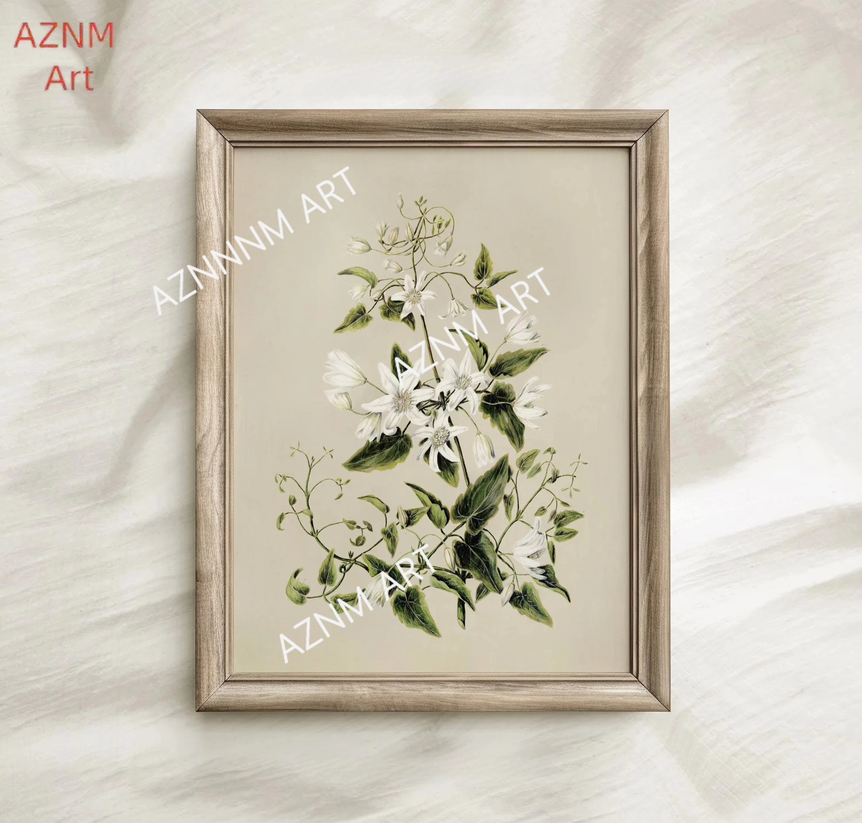 Retro-Leinwanddrucke mit grünen Pflanzen, neutrale Blumen und Kräuter, Galerie-Wandkunst, Poster für moderne Wohnzimmer, Heimdekoration, Geschenke