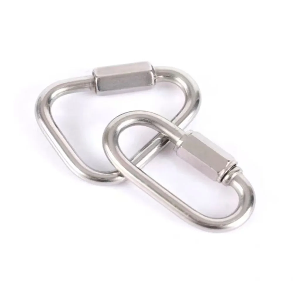 304 Stainless Steel Oval Triangle Locking Carabiner Clip Quick Link Rope Connector for Trailer Swing Hammock Cable Camping