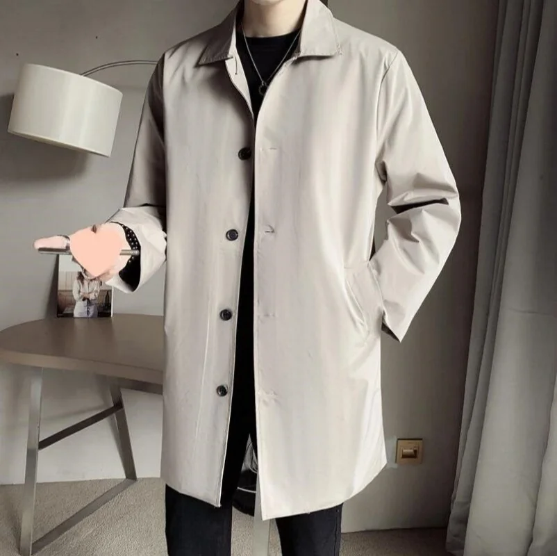 معطف رجالي متوسط الطول غير رسمي معطف كوري عصري على الطراز البريطاني ربيع الخريف وصول جديد رقيق عادي #2