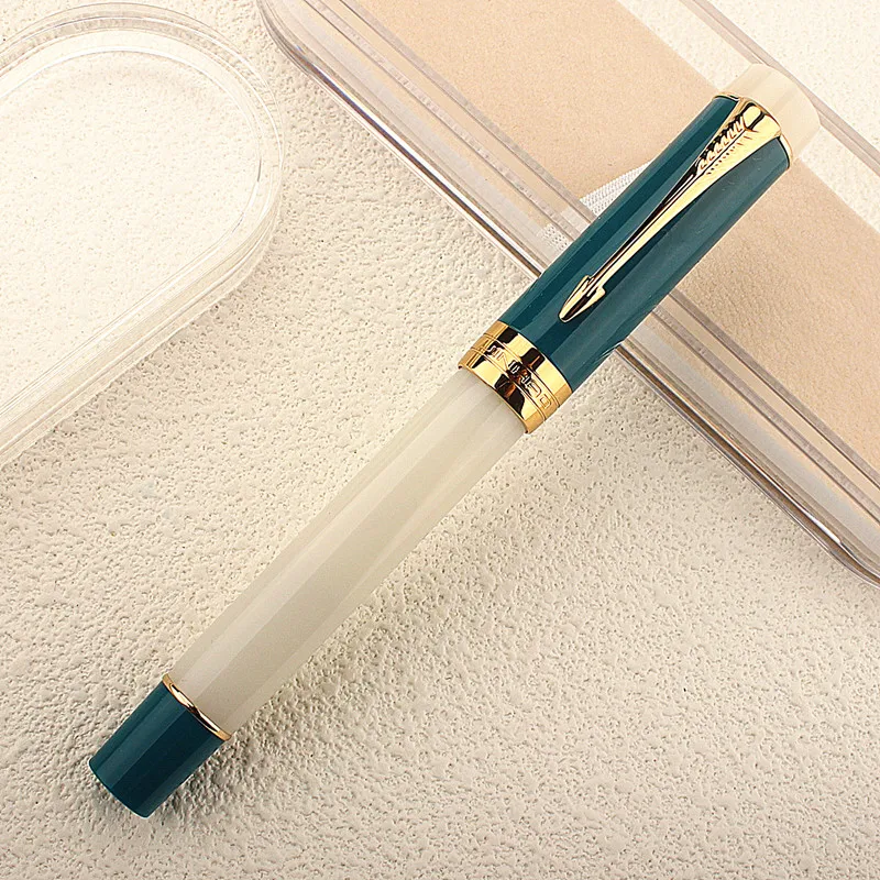 JINHAO 100 Centennial Resin Fountain Pen Color Block EF/F M / Bent Nib Golden Clip Office School Supplies Stationary PK 9019