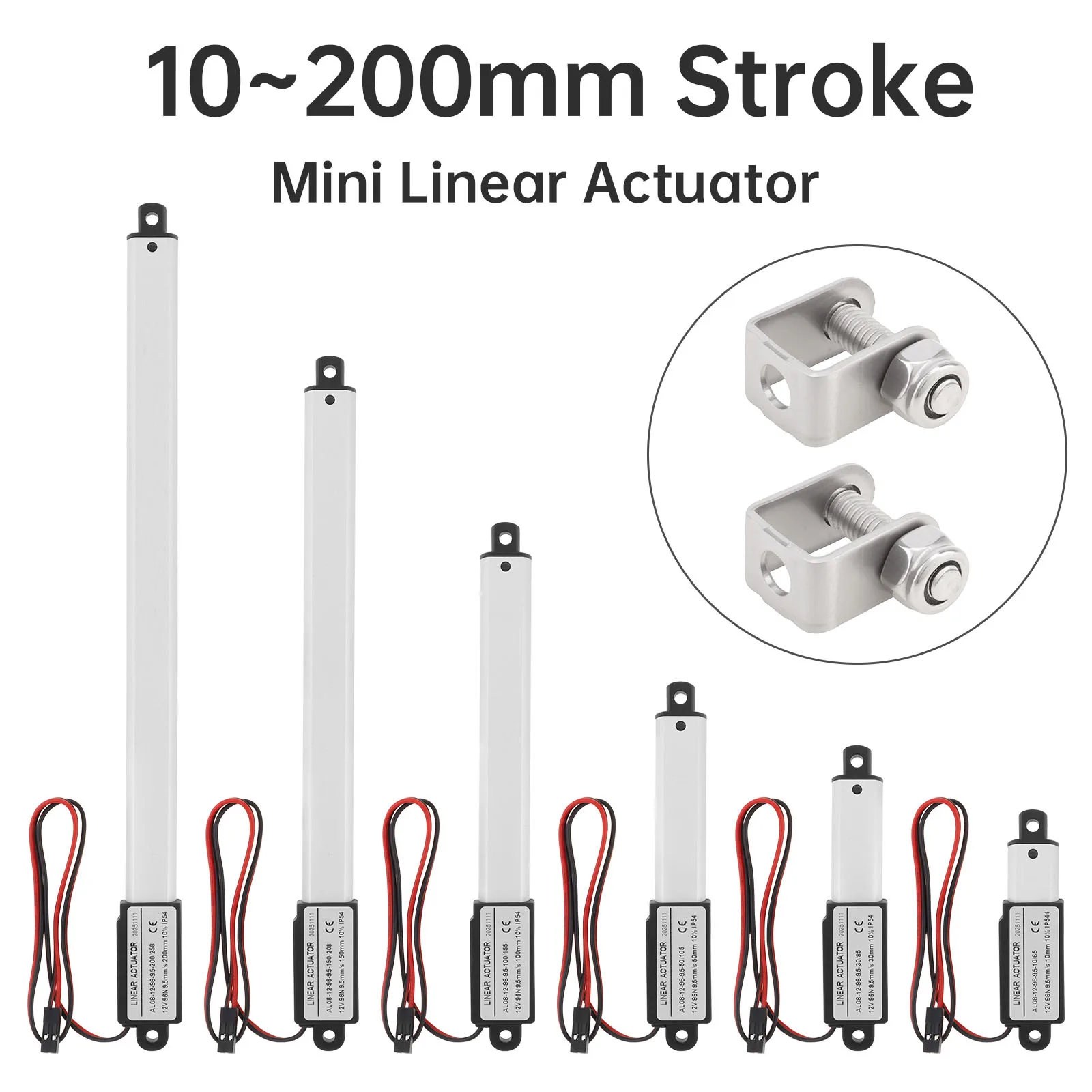 12V Linearantrieb 10-200mm 32N/64N/96N/188N Hub Elektrischer Linearmotor-Controller für den Heimgebrauch mit Montagehalterung IP54-Schutz