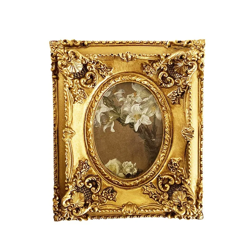 European-Style Embossed Retro Gold Resin Photo Frame Creative Picture Frame Photo Frame Wedding Combination Picture Frame Orname