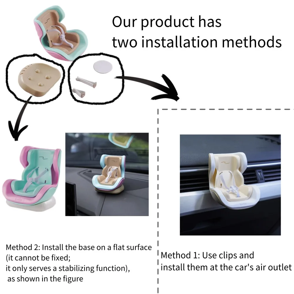 Auto Puppe Sicherheit Sitz 15-17cm Puppe Cartoon Sitz Für Labubu Modell Mini Plüsch Sicherheit Sitz Auto Innen zubehör Geschenke – Detail 1