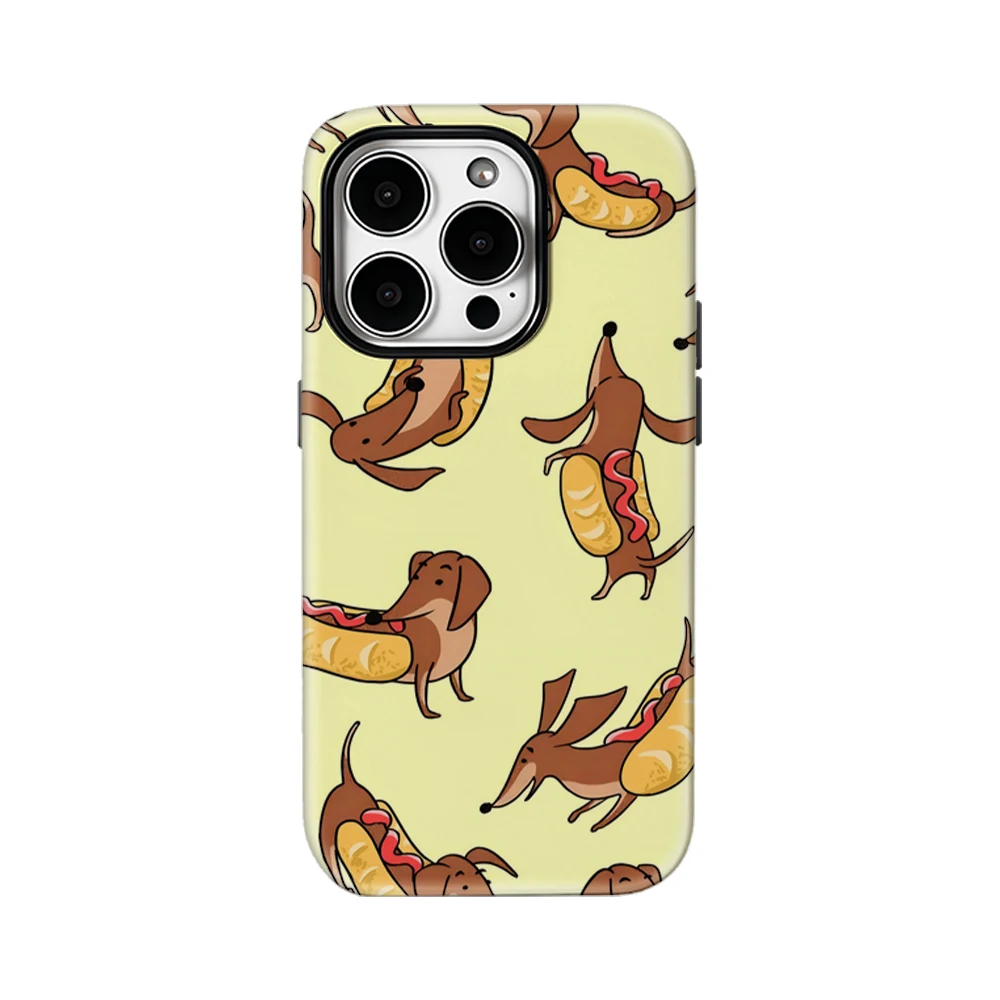 핫도그 푸프스 아이폰 17 16 15 14 13 12 11 X XS XR XSMAX 7 8 에어 프로 맥스 플러스 럭셔리 이중 레이어 백 커버