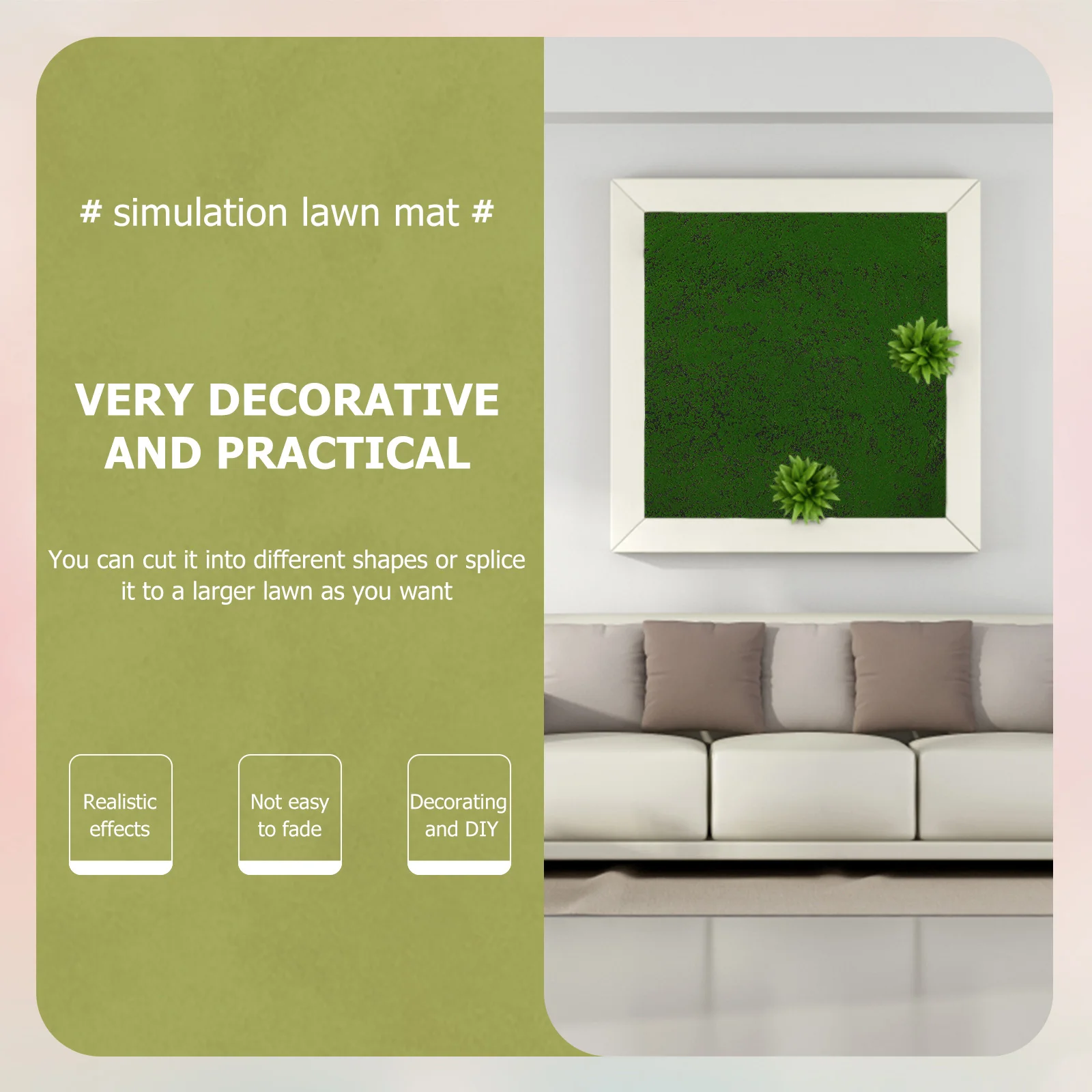 

Artificial Moss Lichen Simulation Fake Green Plants for Patio Balcony Living Room Office Scene Decoration