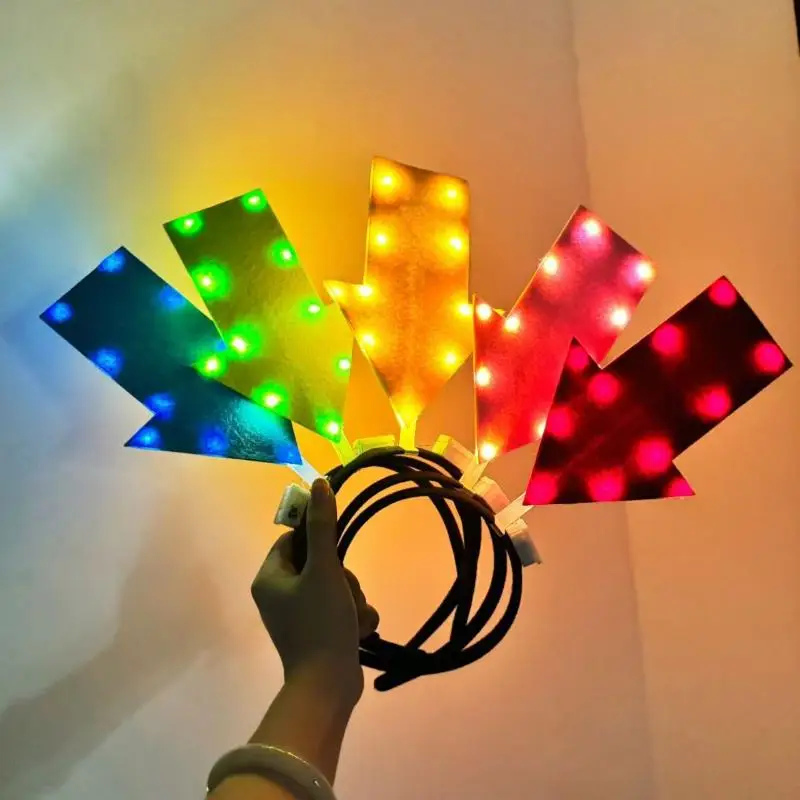 With LED Arrow Light Headband Light Up Shape Battery Powered Concert Hair Accessory Design