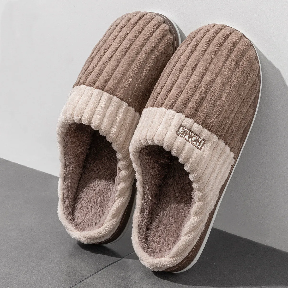 

New Winter Warm Plush Slippers Men Concise Furry Slides Women House Anti-Slip Soft Shoes Couples Indoor Bedroom Fluffy Flats