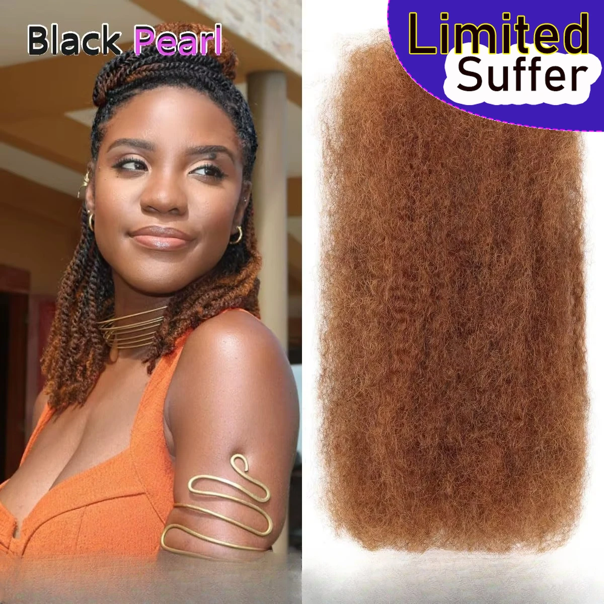 

Black Pearl Afro Kinkys Bulk Human Hair Permanent Sister Locs Mini Twists Braids Repair Auburn Brown Best Hair for Braiding