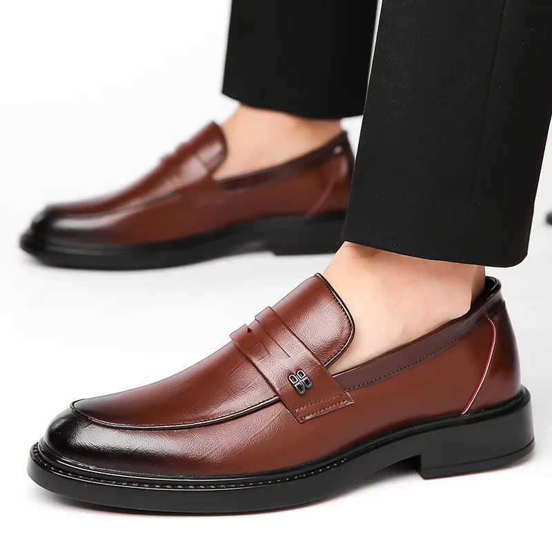 British Business Casual Leather Shoes for Men Spring Autumn Designer Fashion Loafers Male Solid Color Luxury Platform Shoes Man