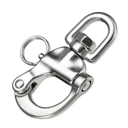 SALE 70mm Spring Buckle Swivel With Snap Shackle Panic Hook Eye Fork 316 Stainless Steel Openable Keyring Car Boat Accessories