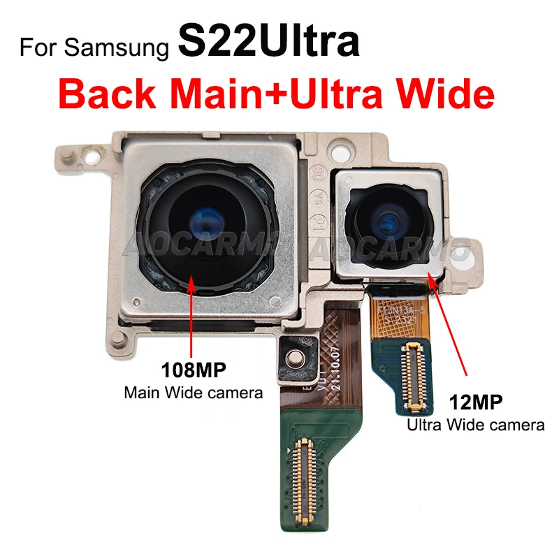 Aocarmo For Samsung Galaxy S22 Ultra Back Fullset Camera 108MP Rear Main Ultra Wide 12MP 3x 10x Optical Zoom Camera Repair Parts