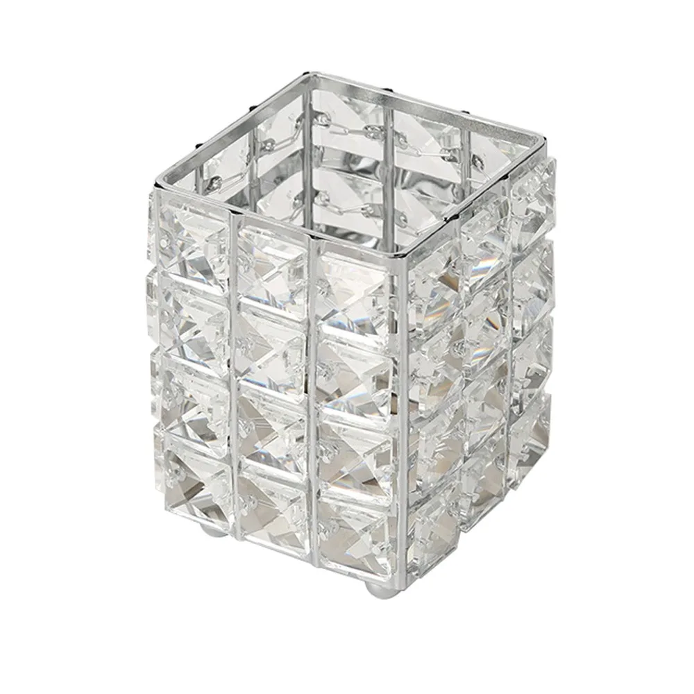 Versatile Metal+Crystal Makeup Brush Holder Nordic Style Desktop Organization Eyebrow Pencil Organizer Pen Holder