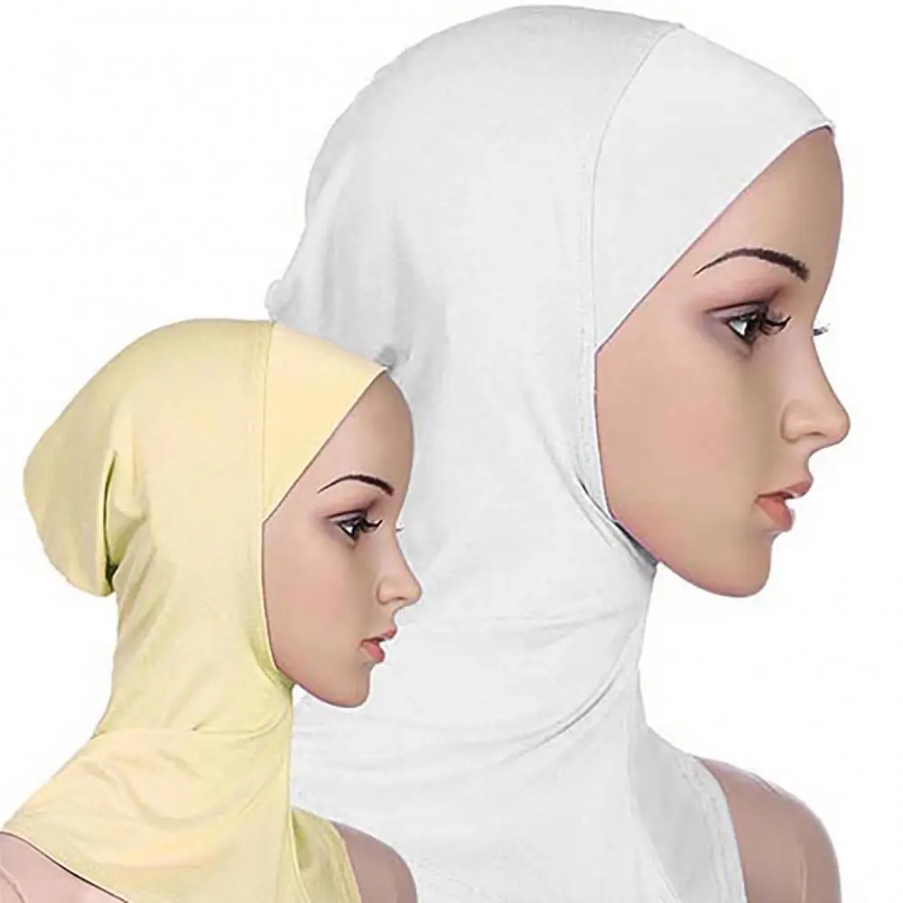 Turbante elástico muçulmano ajustável para mulheres, boné hijab, xale de cobertura total, lenço de cobertura do pescoço, lenço, chapéu gorro