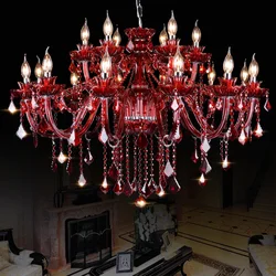 Modern Red K9 Crystal Chandelier Lustre Crystal Chandeliers Lustres D60cm H65cm De Cristal Chandelier LED AC Villa RED Lamp