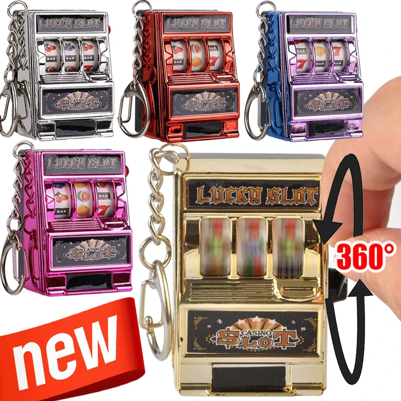 Lucky Jackpot Mini Fruit Slot Machine Arcade Birthday Keychain Gift Educational Toy Coin Operated Games Gambling Machine Keyring