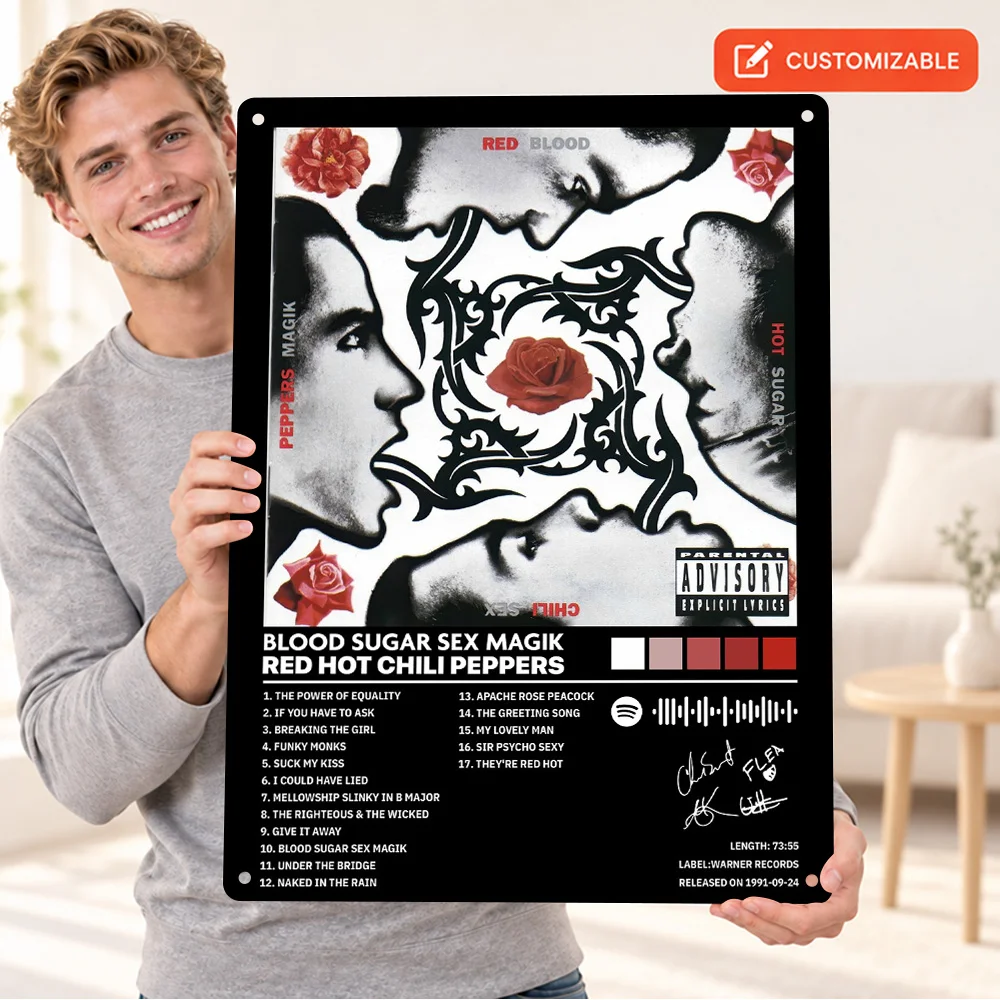 Red Hot Chili Peppers Blood Sugar Sex Magik Album Aluminum Poster Customized Metal Sign Graphic Design Wall Art For Music Room