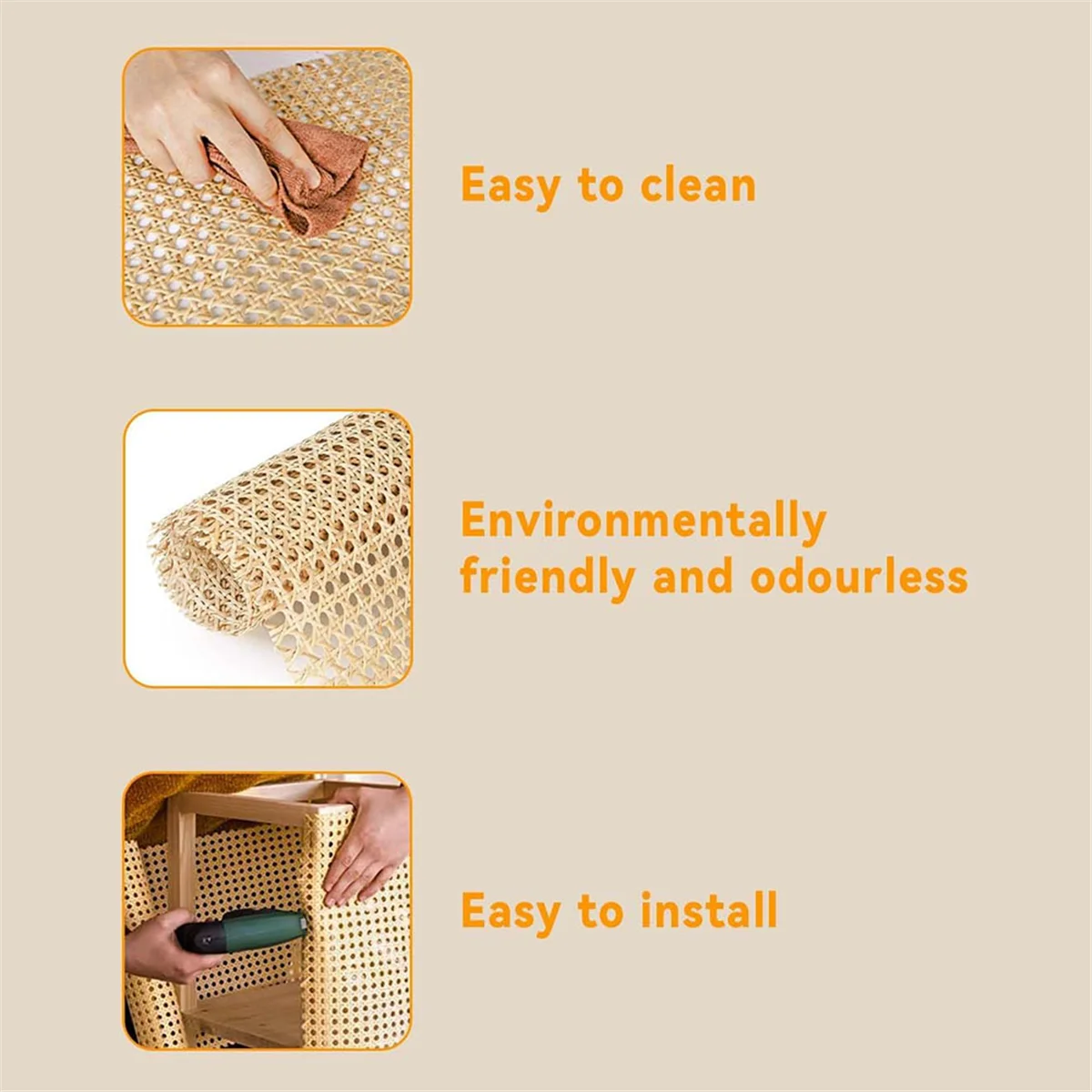 AT77 Correas de ratán natural de 16 pulgadas de ancho, rollos de correas de ratán de 40 pulgadas de largo (3,3 pies) para muebles, sillas, gabinetes y techos