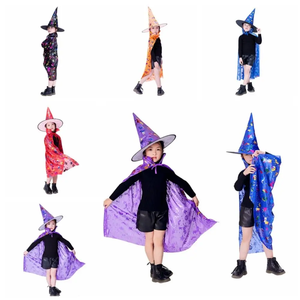 

Star Witch Cloak Cape with Hat Multicolor Cloak Sets Halloween Clothing Sequin Halloween Clothing Witch Cloak Cape Robe Party