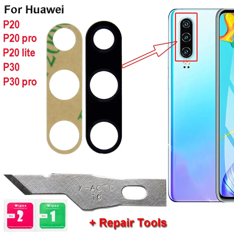 

2sets Rear Back Camera Glass Lens For Huawei P20 lite P20 P30 Pro With Adhesive Sticker Holder Tools Set Replacment Parts