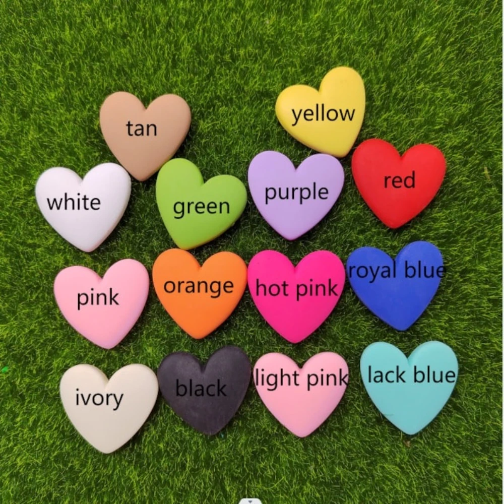 Matte Color 36mm Resin Planar Heart Flatback Charms Cabochon for Brooch Key Chain Making Accessory Scrapbook Ornament