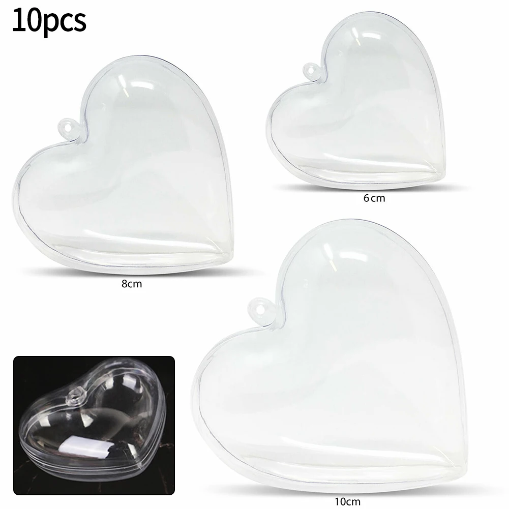 

10pcs Clear Plastic Heart Ball Christmas Ball Christmas Tree Pendant DIY Christmas Decor For Floristry Shop Decor Wedding Favors