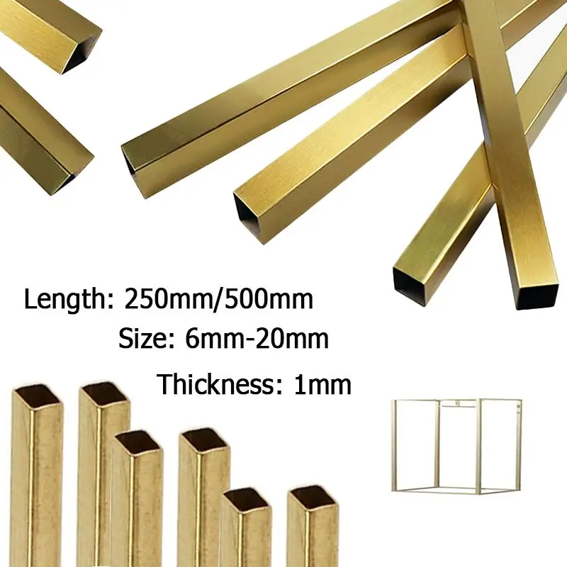 

1Pcs Brass Hollow Square Tube 6mm-20mmx250/500mm, Solides Brass Rectangular Pipe for DIY Crafts Model Making Hardware Supplies