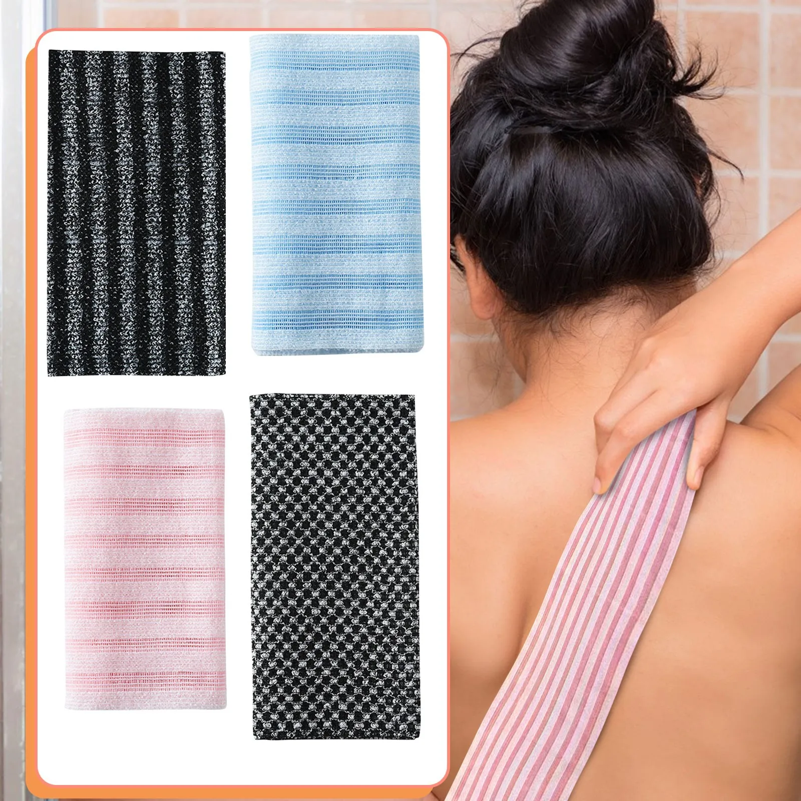 New Exfoliating Bath Towel Nylon Scrub Cloth for Back Body Towels Exfoliating Scrub Shower Sponge Bathroom Accessories