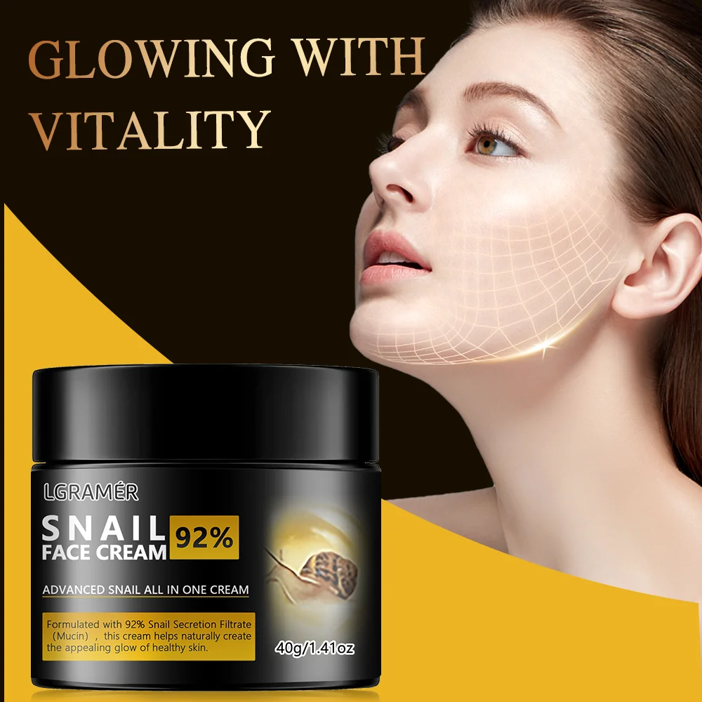 LGRAMER Snail Face Cream Gently Moisturizes To Form Skin Barrier Leaving Skin Firm Soft Shiny and Adjusting Skin Condition