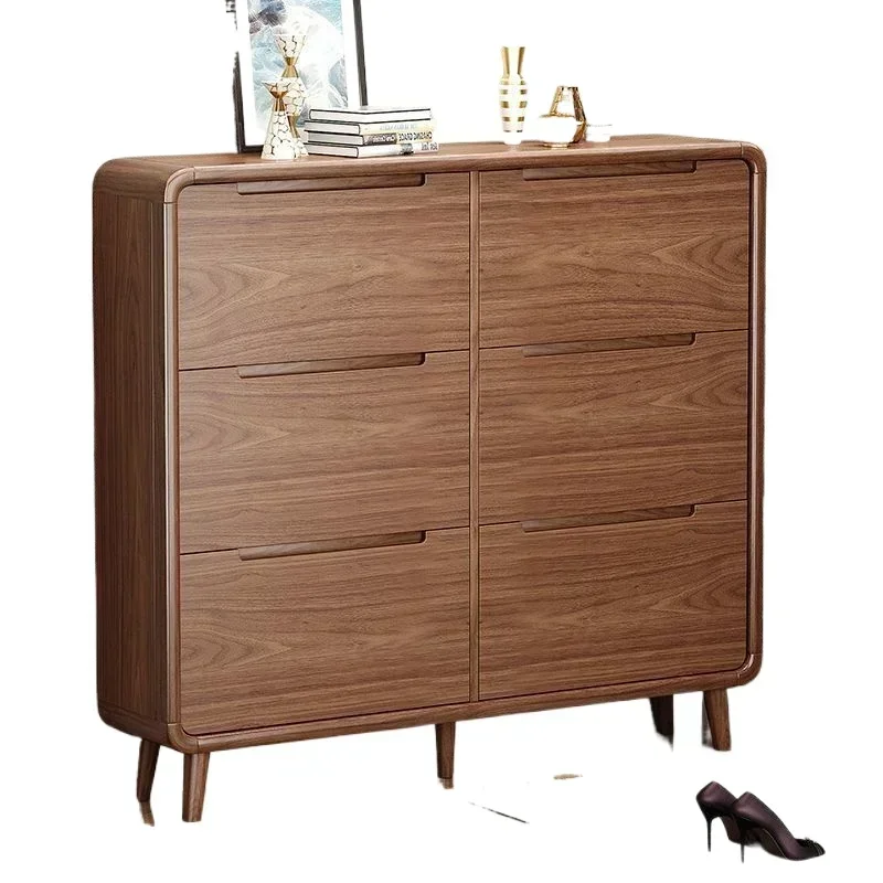 2025 new home ultra-thin shoe storage cabinet integrated against the wall small apartment door tipping bucket shoe cabinet