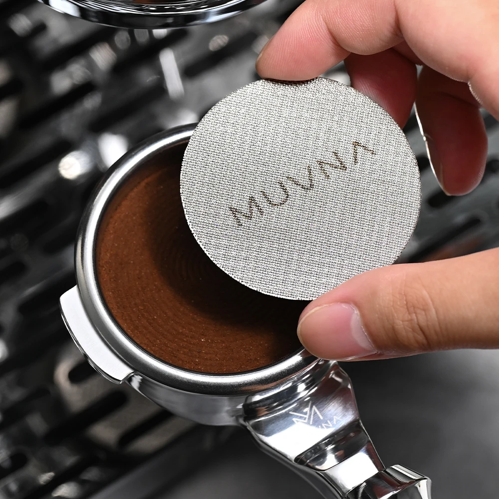 MUVNA Espresso Puck Screen 51mm 53mm 58mm 304 Stainless Steel 150 Micron Reusable Coffee Filter Mesh 1mm 1.7mm