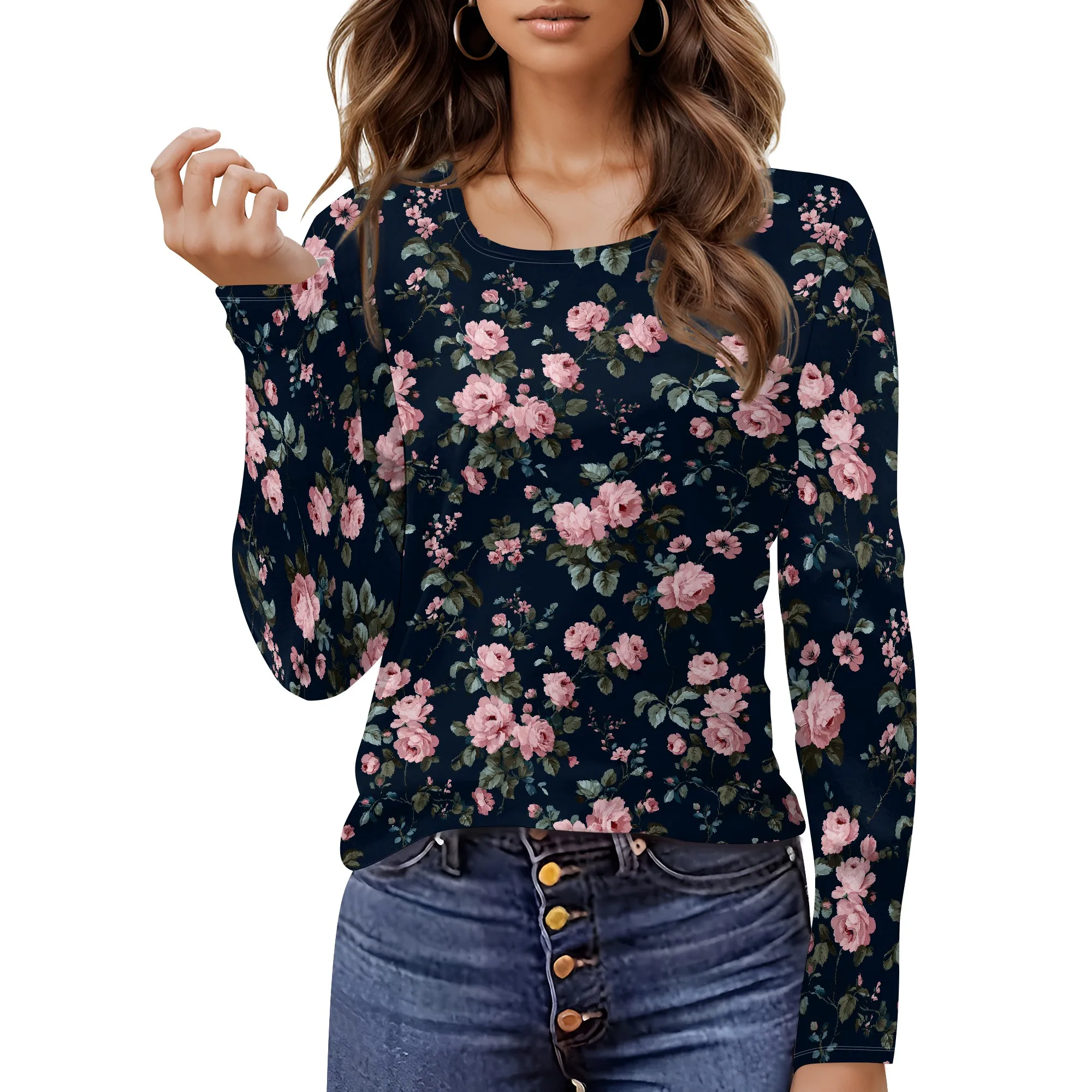 

Long Sleeve Shirts for Women 2025 Fashion Fall Dressy Casual Blouses Pleated Crewneck Tunic Tops for Leggings Cute Tee