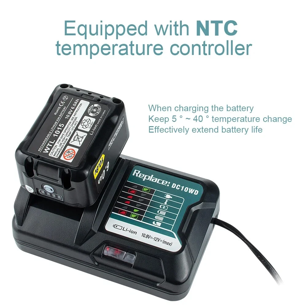 استبدال DC10WD بطارية ليثيوم شاحن سريع لماكيتا DC10SB DC10WC BL1015 BL1016 BL1015 BL1021B BL1041B 10.8 فولت -12 فولت