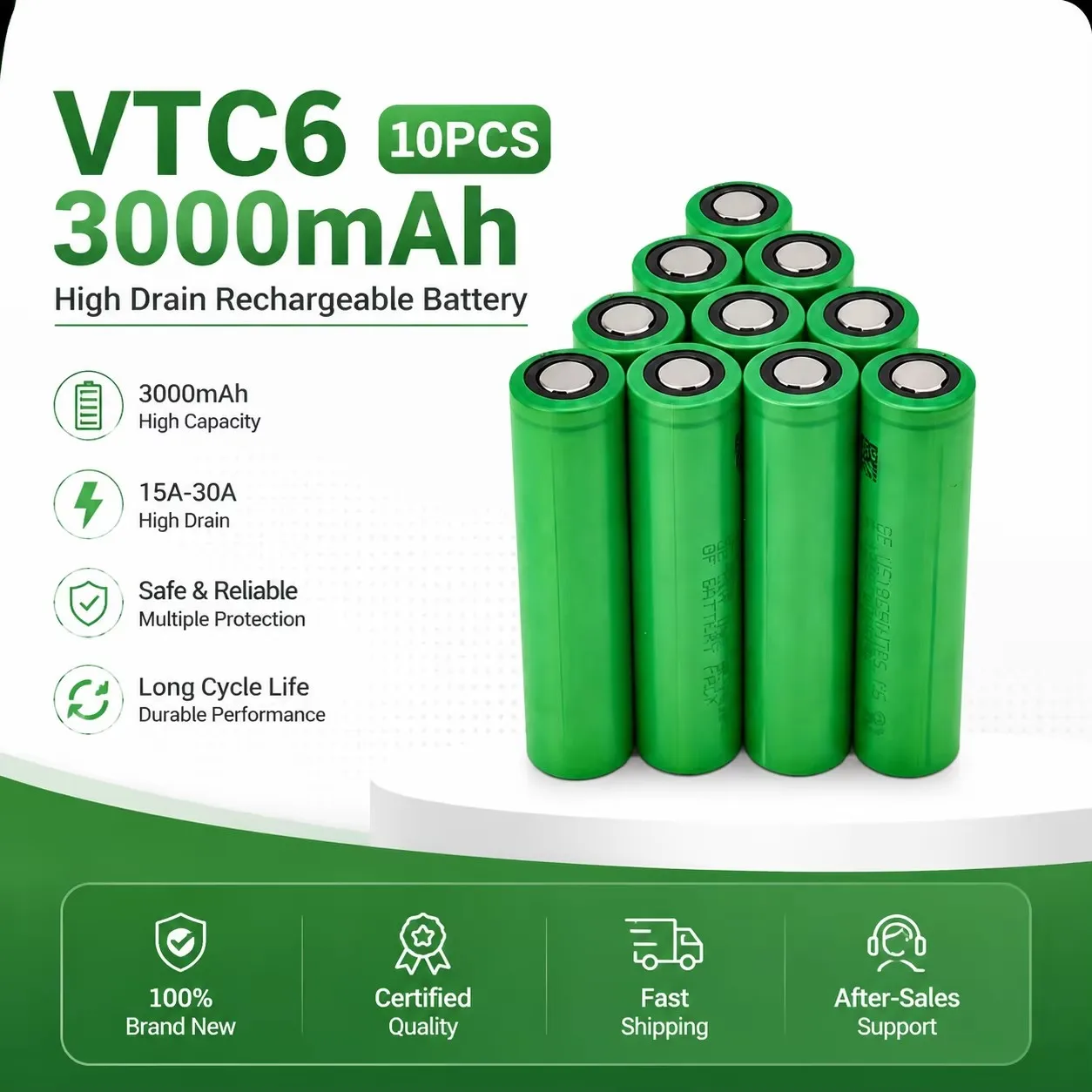 Image of Original 18650 VTC6 Lithium-Ionen-Akku 3,7V 3000mAh 30A Entladung, geeignet zum Ersetzen von Akkus in Elektrowerkzeugen wie Schraubendrehern.