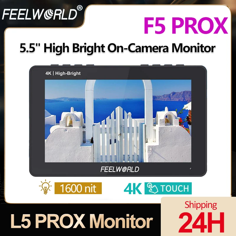 

FEELWORLD F5 PROX 5.5 Inch 1600nit High Bright Monitor Touch Screen 4K Field Monitor with HD 1920x1080&3D Lut for Camera