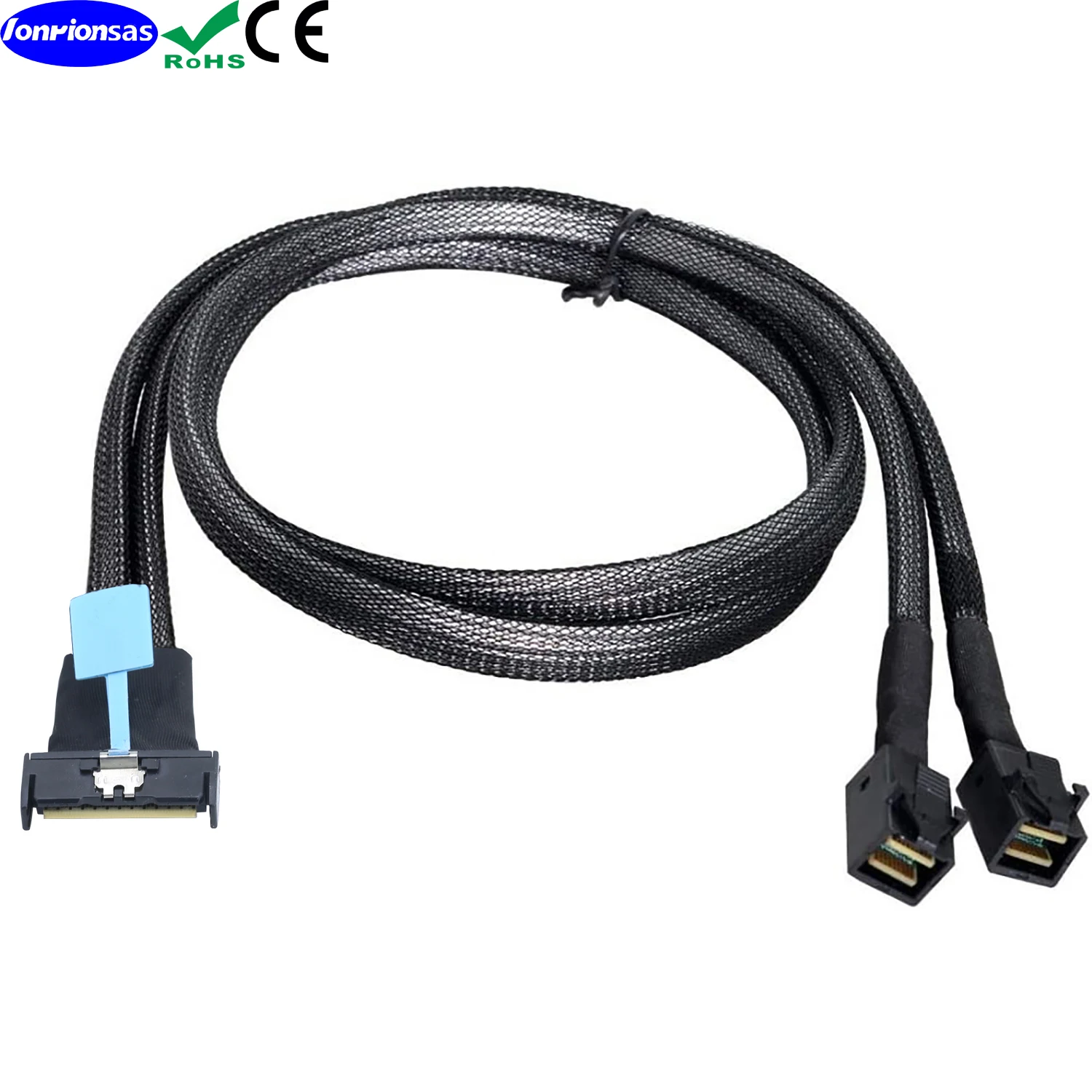 Imagem -03 - Lonrionsas-dados de Extensão hd Mini Sas e Cabo Pci-e 5.0 Mcio 8x 74pin para 2x 36pin Sff8643