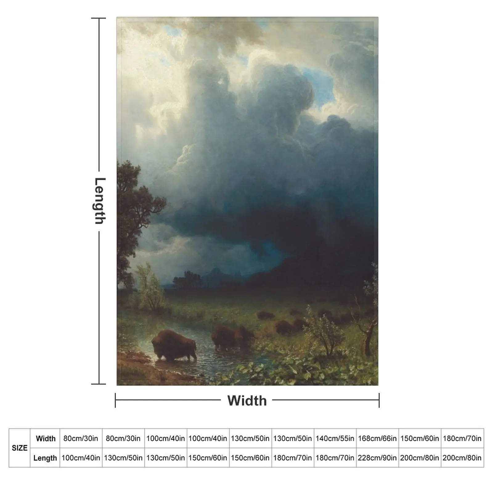 Buffalo Trial, The Impending Storm Albert Bierstadt 1869 Nature Art Throw Blanket