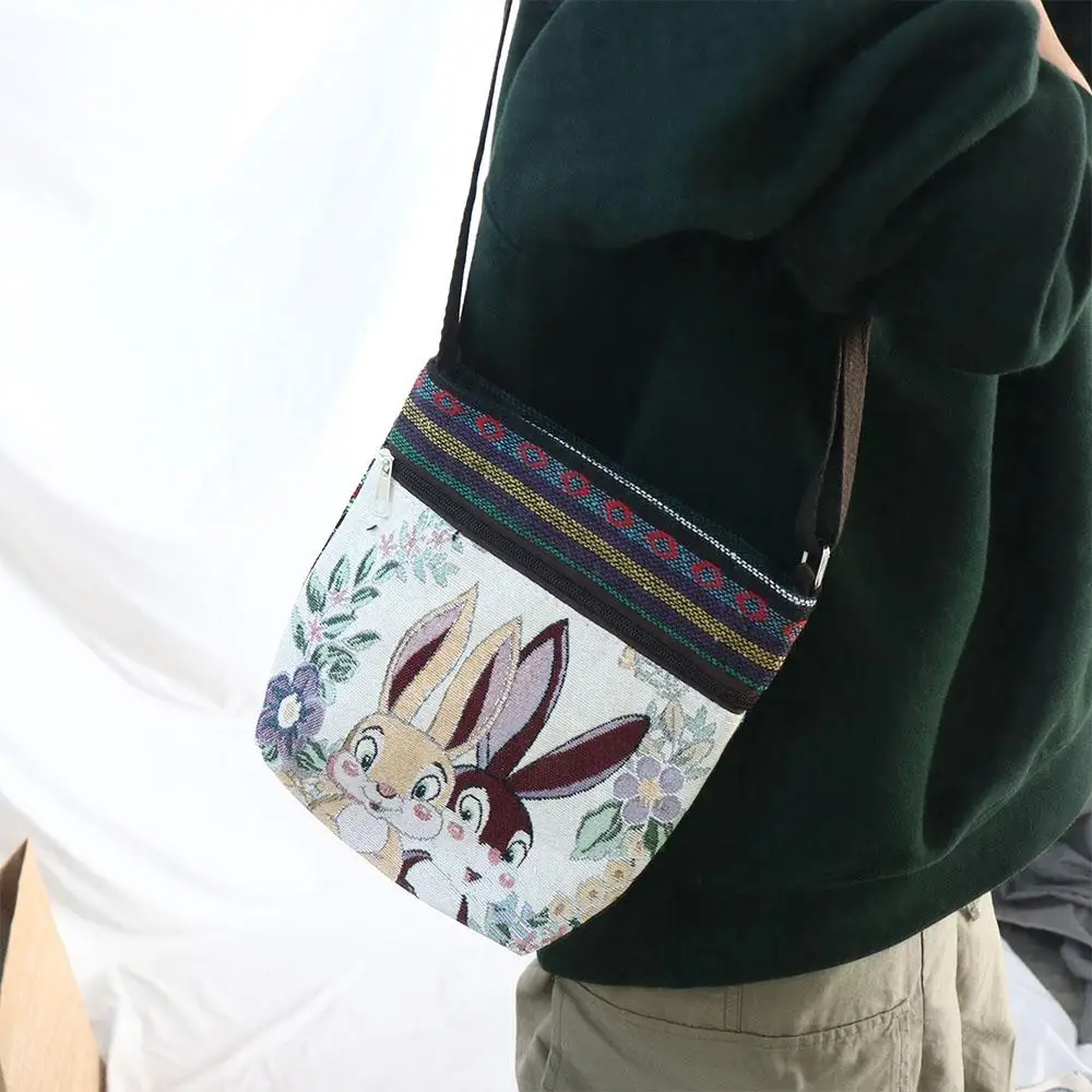 

Embroidery Ethnic Style Crossbody Bag Butterfly Rabbit Cute Elephant Cloth Bag Shoulder Bags Large Capacity Animal Shoulder Bag