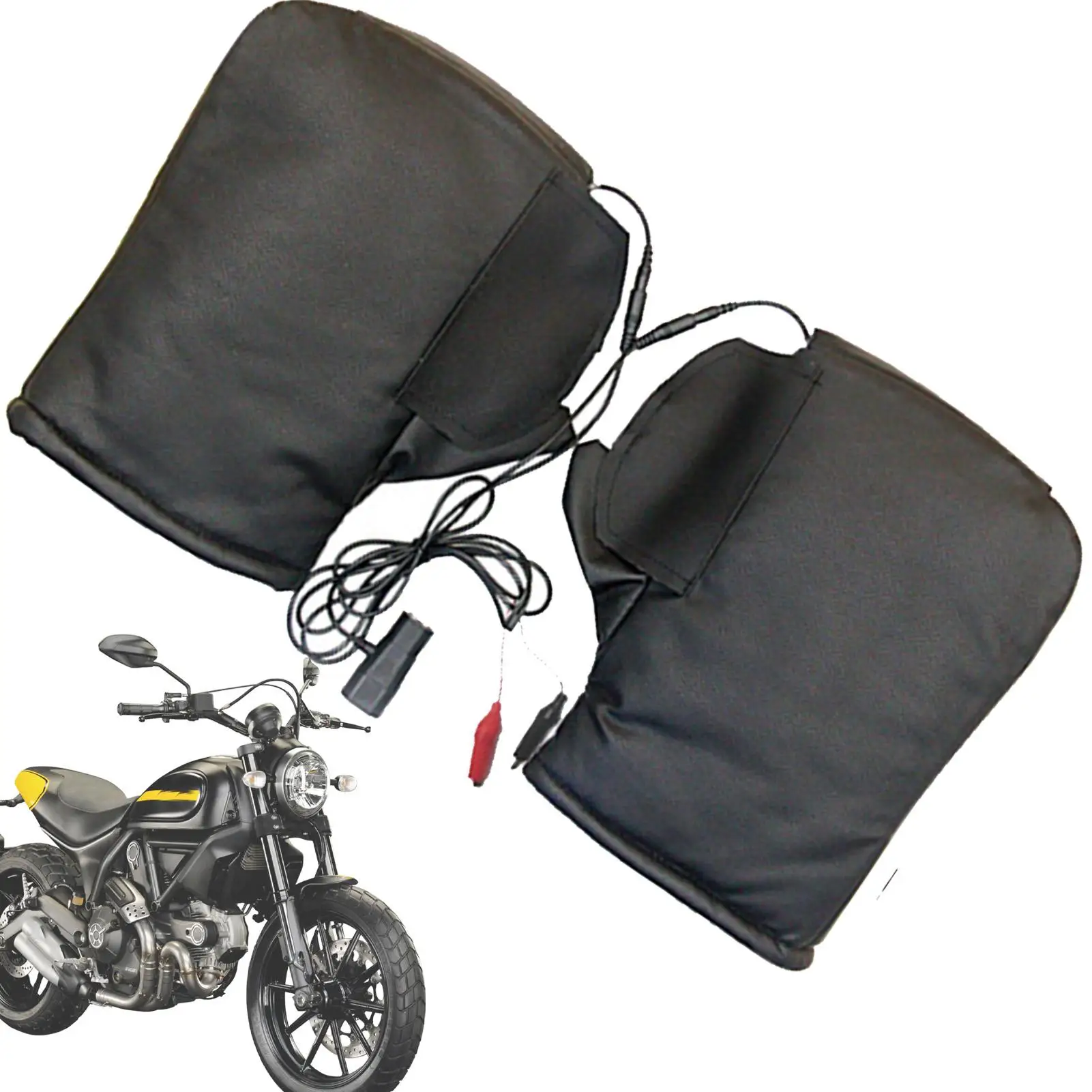 Heated Handlebar Muffs Windproof Electric Comfortable Snowmobile Heated Grip Gloves for Men Riders Commuting Riding Touring