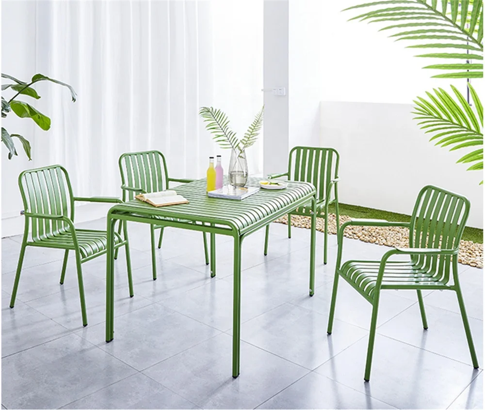 Patio Furniture Aluminum Slat Table and Chair Sets Public Garden Bench for Outdoor