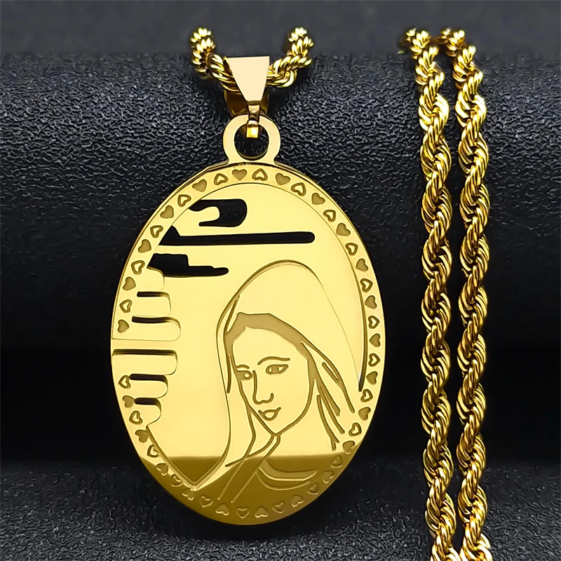Dziewica Maryja Naszyjnik ze stali nierdzewnej Katolicki Matka z Guadalupe Dziewica Dziewczyny Naszyjnik Ikona Medal Biżuteria Collares hombre