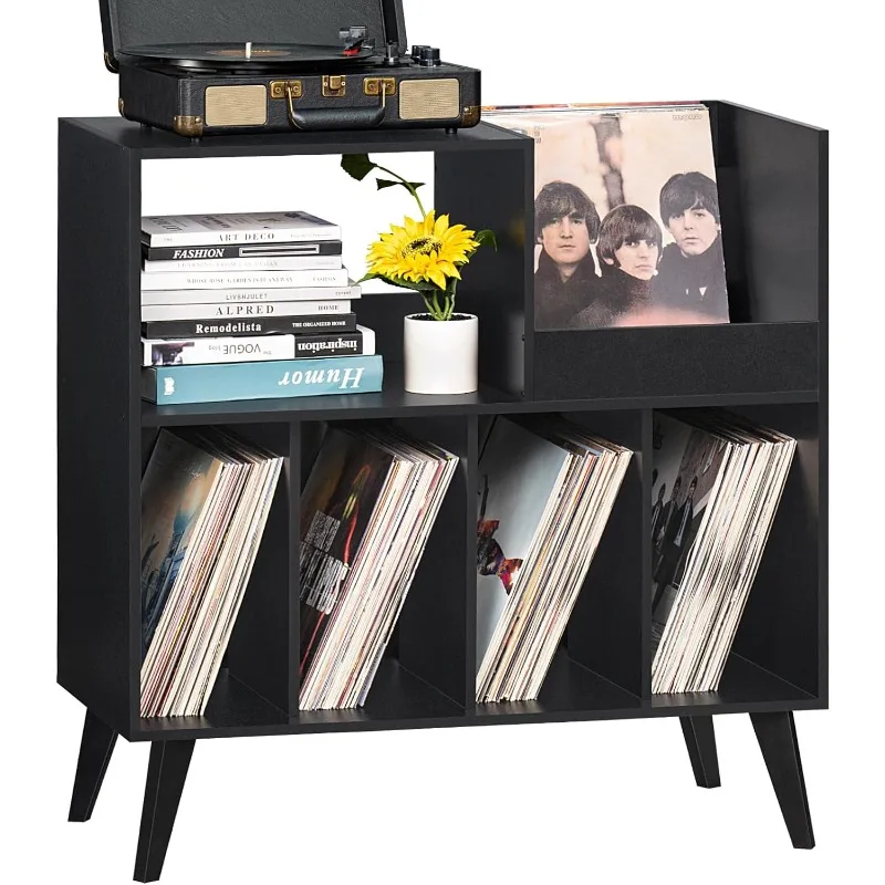 Large Record Player Stand, Turntable Stand with Storage, Vinyl Record Holder with Display Area, Record Player Table Holds Up