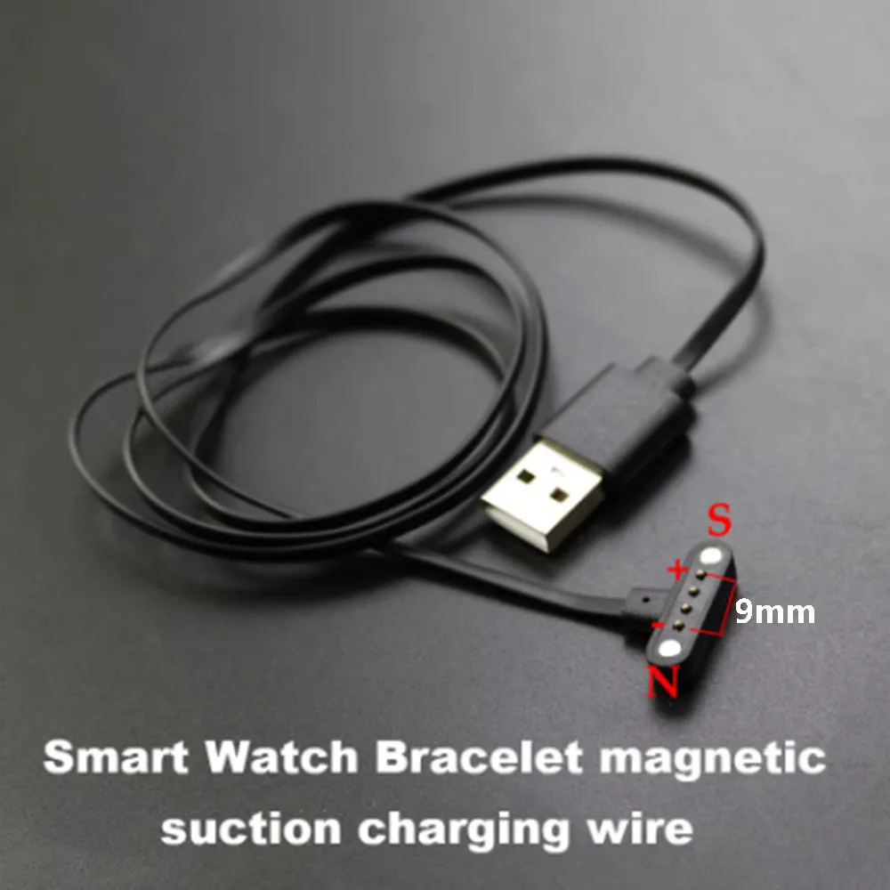 1 Piece 4 Pin Magnetic Charging Cable USB Charge Power Data Transfer 3.0mm Space Grid Pogo Pin 4 Pins T Shape DM98 Smart Watch