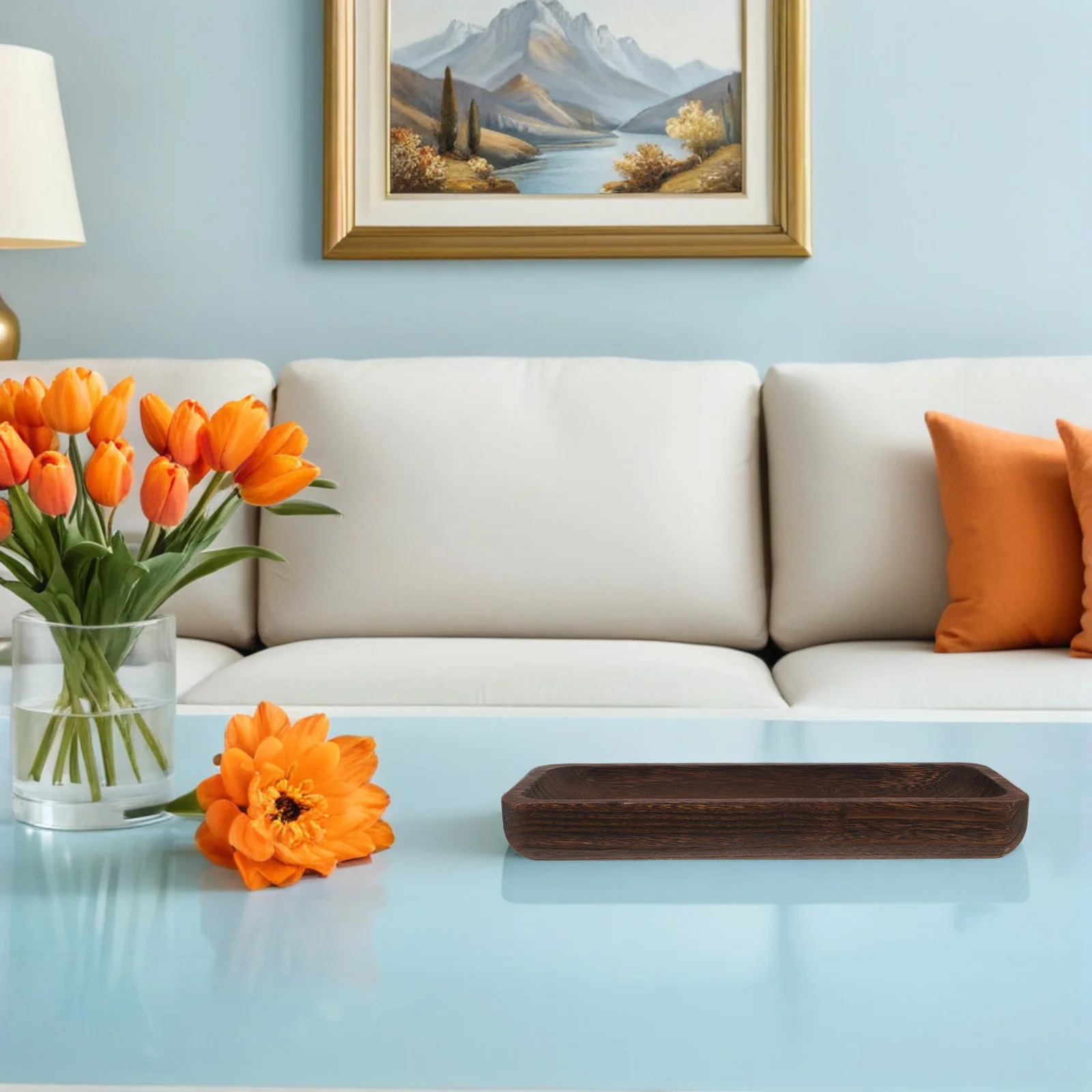 

Wooden Decorative Tray 12.5X4.64'' Rustic Rectangular Farmhouse Table Centerpiece For Coffee Table Vanity Kitchen Bathroom