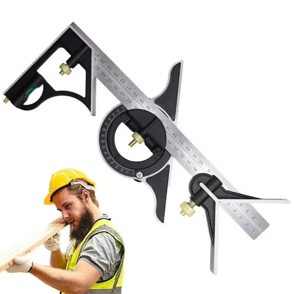 Adjustable Square Angle Ruler Accurate Scale Right Angle Protractor Tools Set Aluminum Alloy Wear Resistant