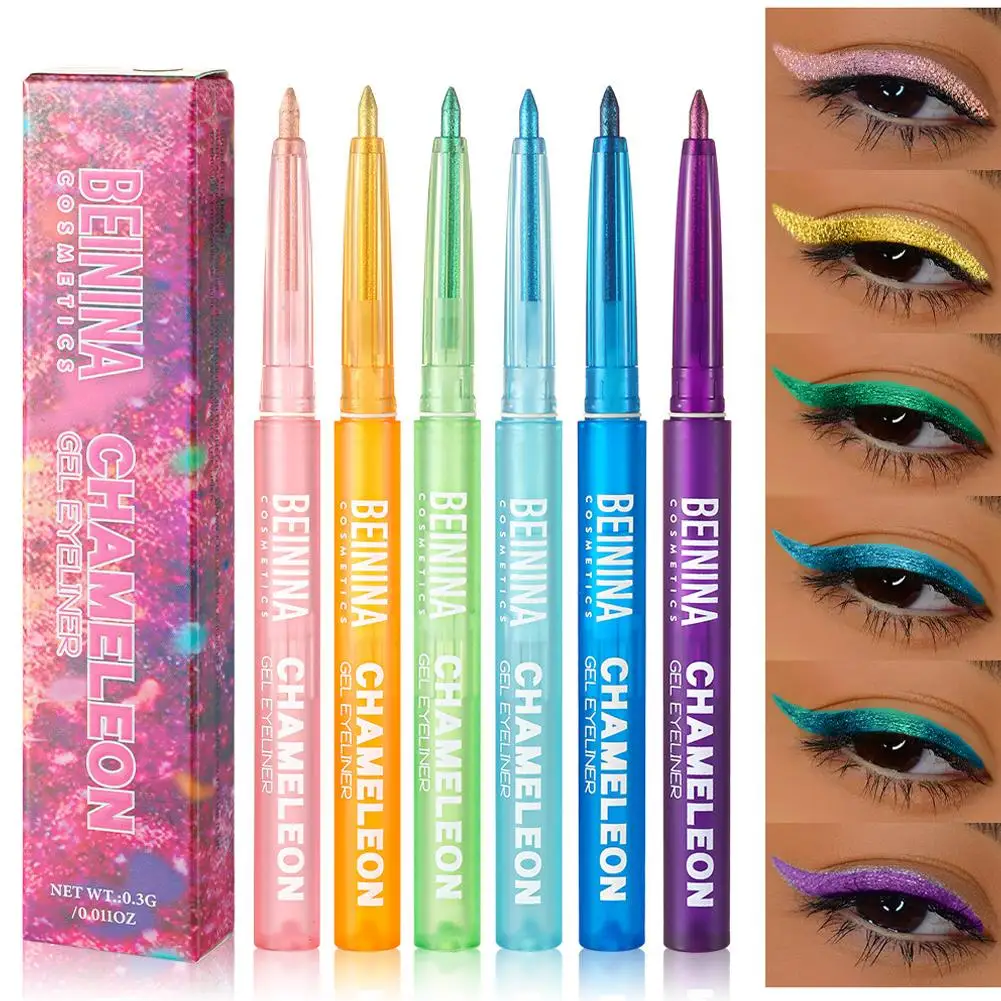 Glänzender Chamäleon-Flüssig-Eyeliner, Blau-Violetter Multi-Chrome Metallic Shift Eyeliner Wasserfester Glitzer-Eyeliner für Verschiedene Augen-Looks