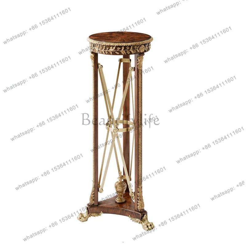 

European court solid wood edge several neoclassical carved inlaid flower stand
