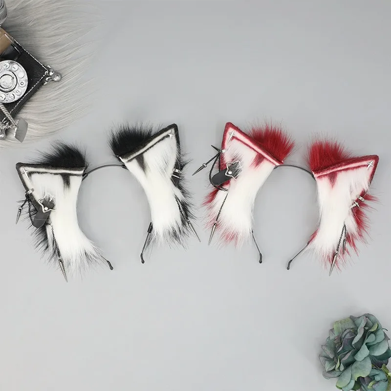 Cerceau de cheveux de loup barbu pour Cosplay, couvre-chef en peluche, accessoires pour cheveux, fourrure moelleuse, fête d'halloween, oreille de bête, étoile à cinq branches